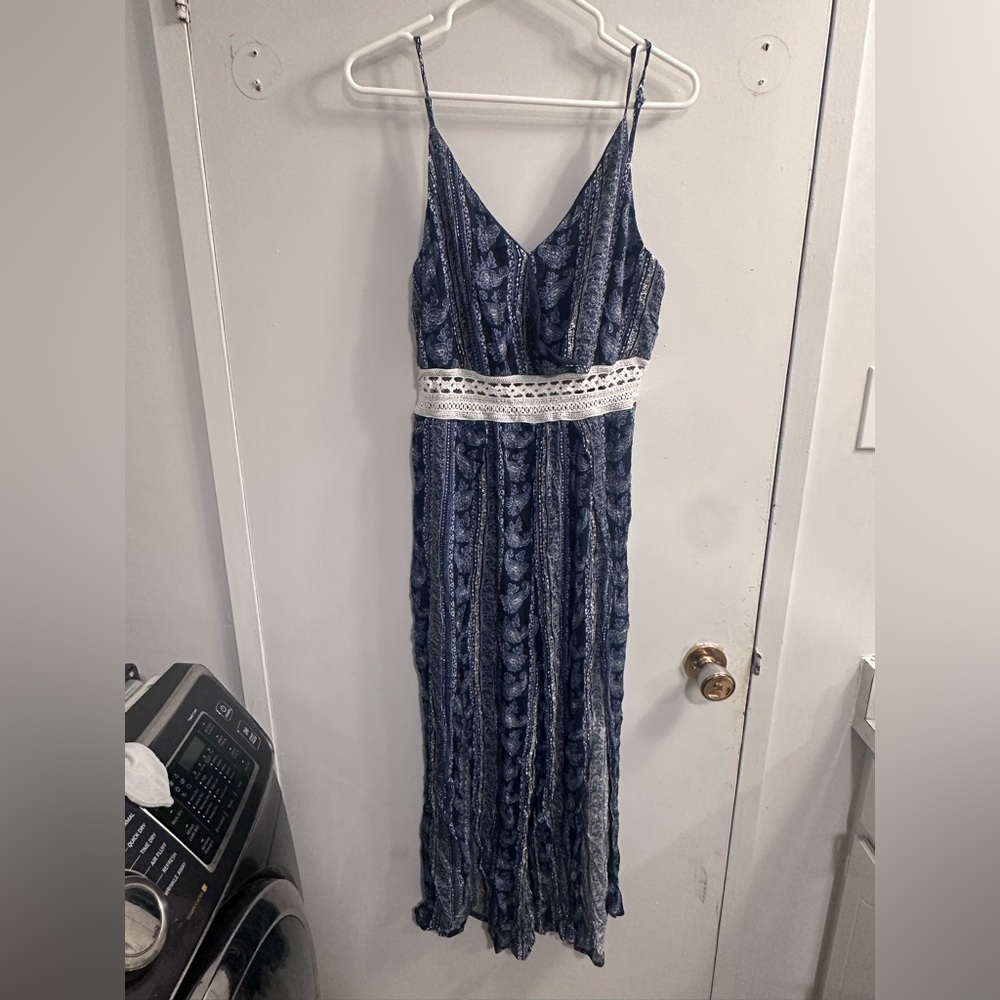 Elegant Blue Lace Trim jumper